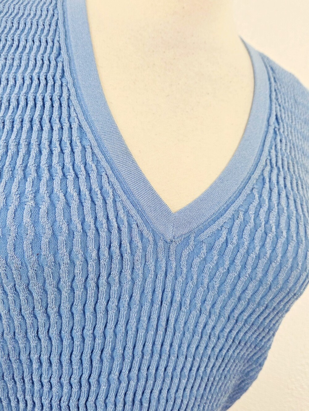 Veronica Beard Sid Light Blue Sleeveless Pullover tank top ribbed metallic small - Picture 5 of 7